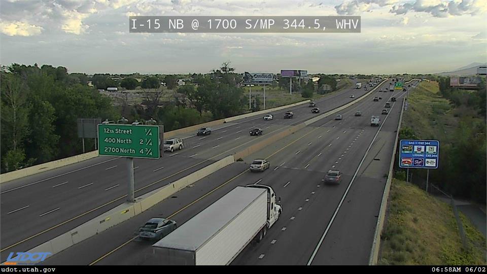 Traffic Cam I-15 NB @ 1700 S River Canal MP 344.5 WHV