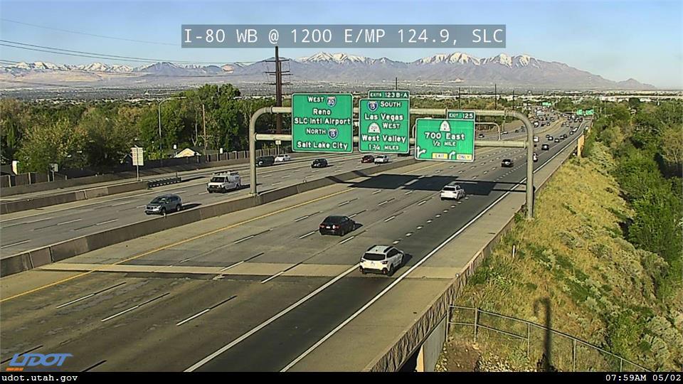 Traffic Cam I-80 WB @ 1200 E Highland Dr MP 124.9 SLC