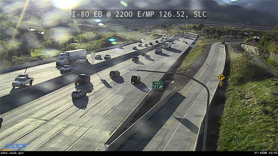 Traffic Cam I-80 WB @ 2300 E MP 126.74 SLC