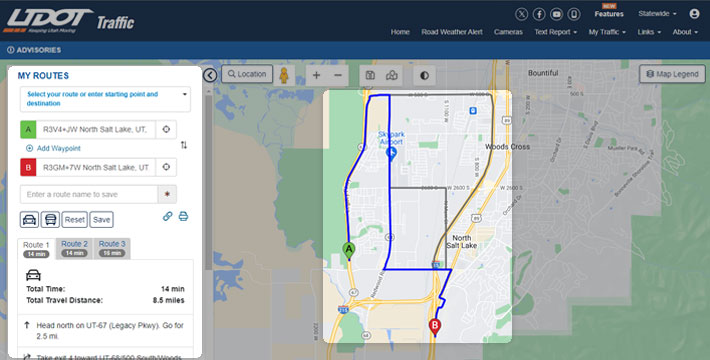 Creating and saving customized route