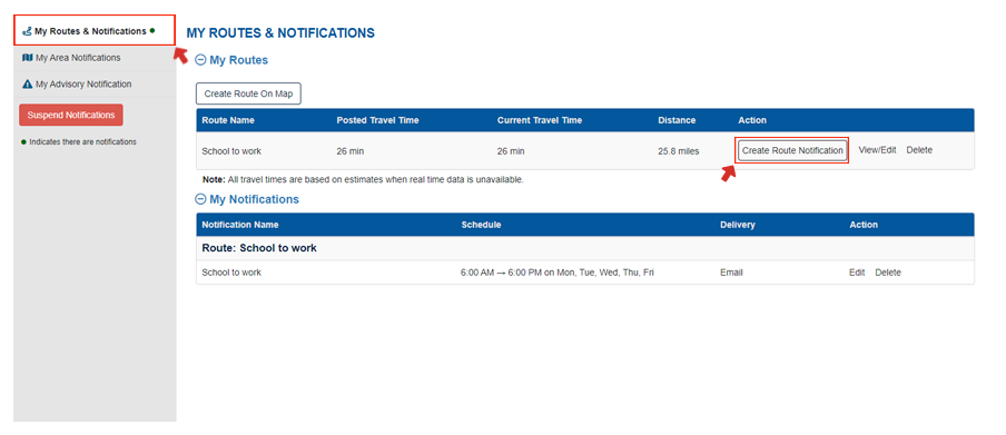 Creating a Notification for your route