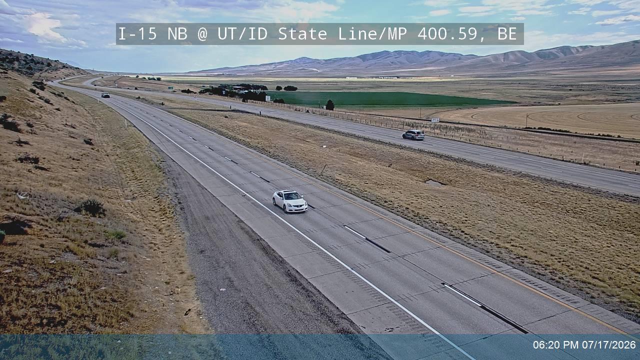 I-15 NB @ UT/ID State Line / MP 400.59, BE traffic camera, Box Elder County