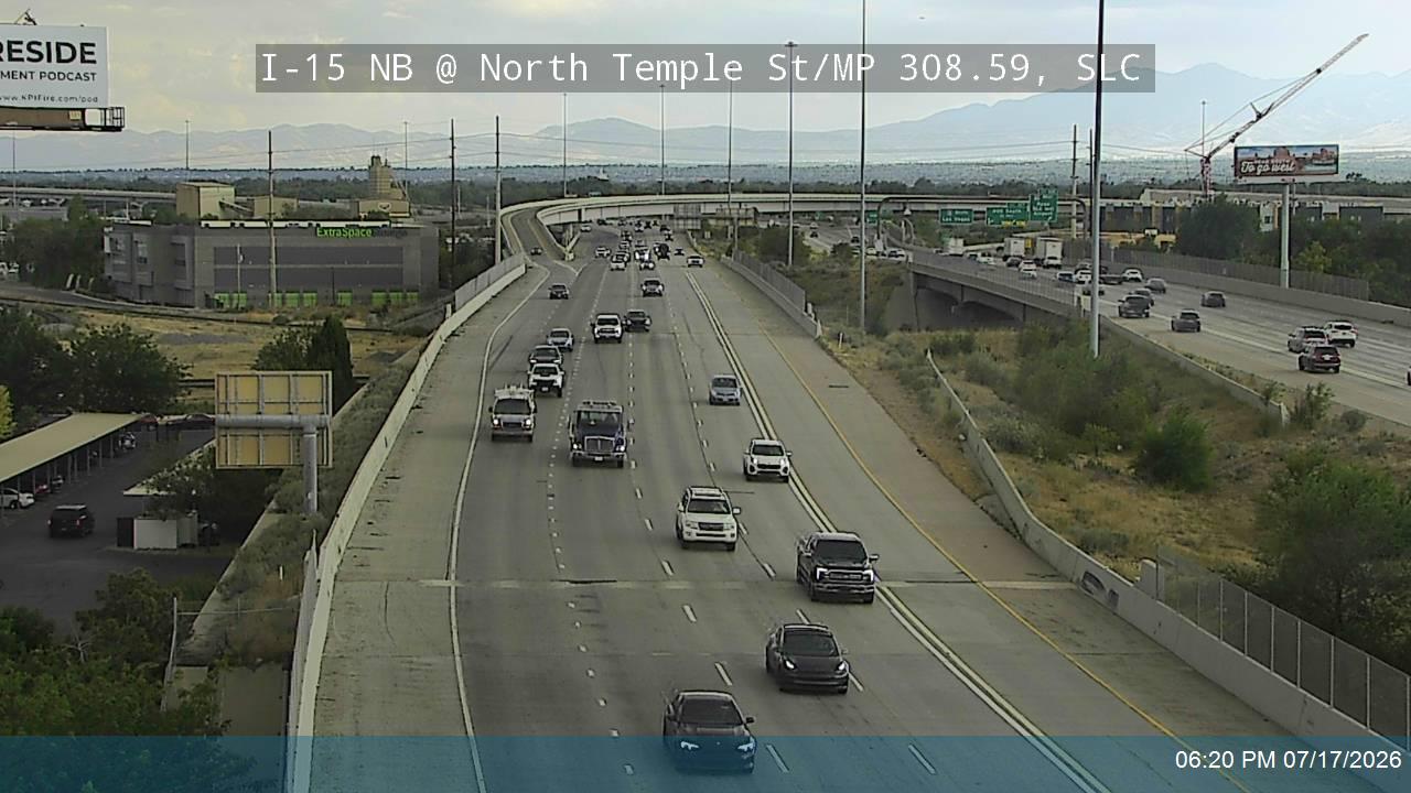 I-15 traffic camera, view north, Salt Lake City