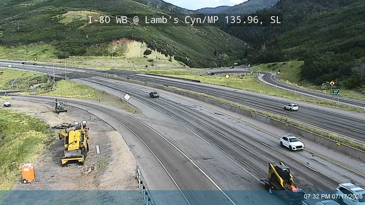 I-80 / Parleys Canyon WB @ Lambs Canyon Rd On-ramp / MP 135.96, SL traffic camera, Salt Lake County