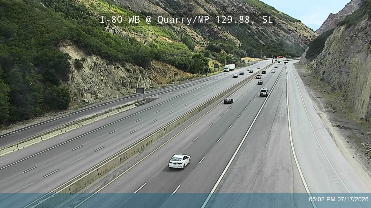 I-80 / Parleys Canyon WB @ Quarry / MP 129.88, SL traffic camera, Salt Lake County