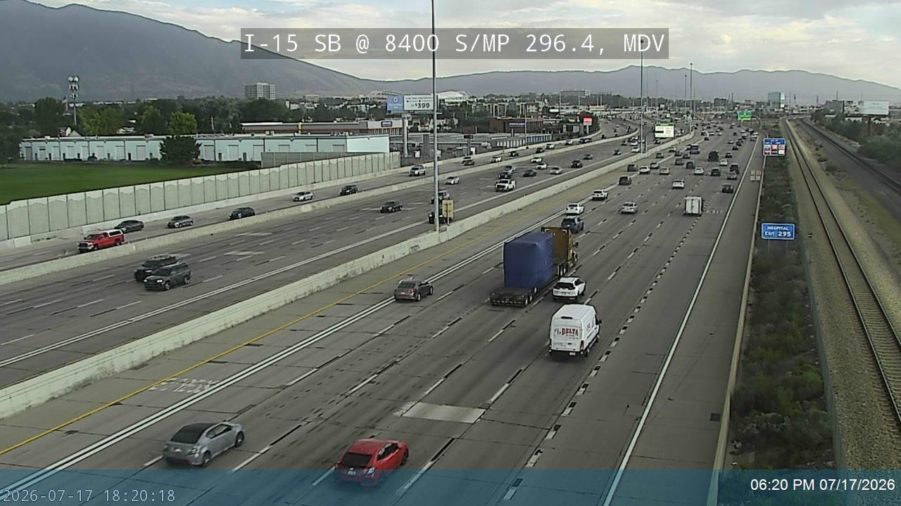 I-15 traffic camera, view south, Midvale