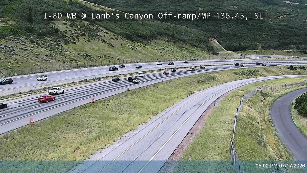 I-80 / Parleys Canyon WB @ Lambs Canyon Rd Off-ramp / MP 136.45, SL traffic camera, Salt Lake County