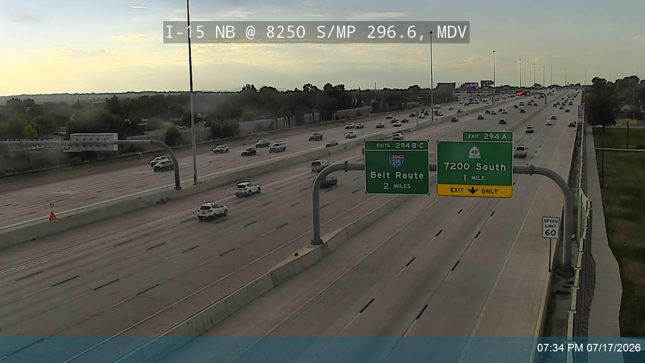 I-15 traffic camera, view north, Midvale