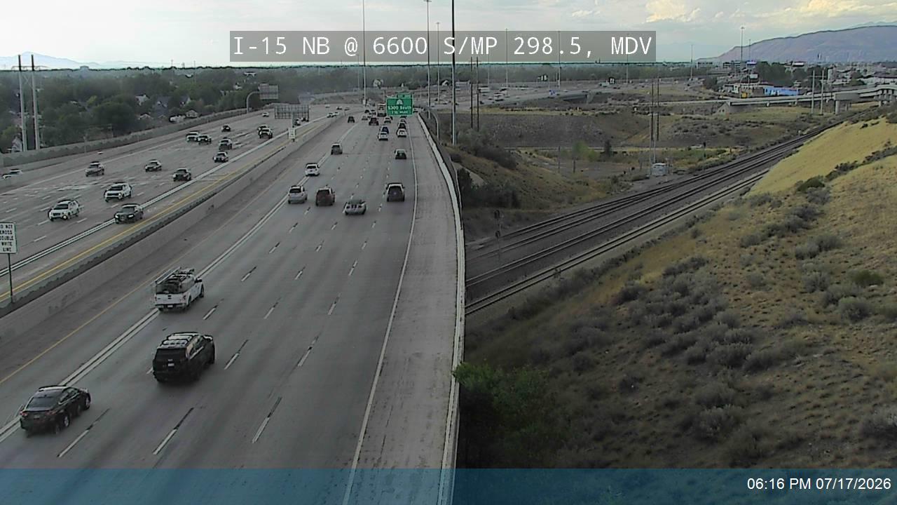 I-15 traffic camera, view north, Midvale