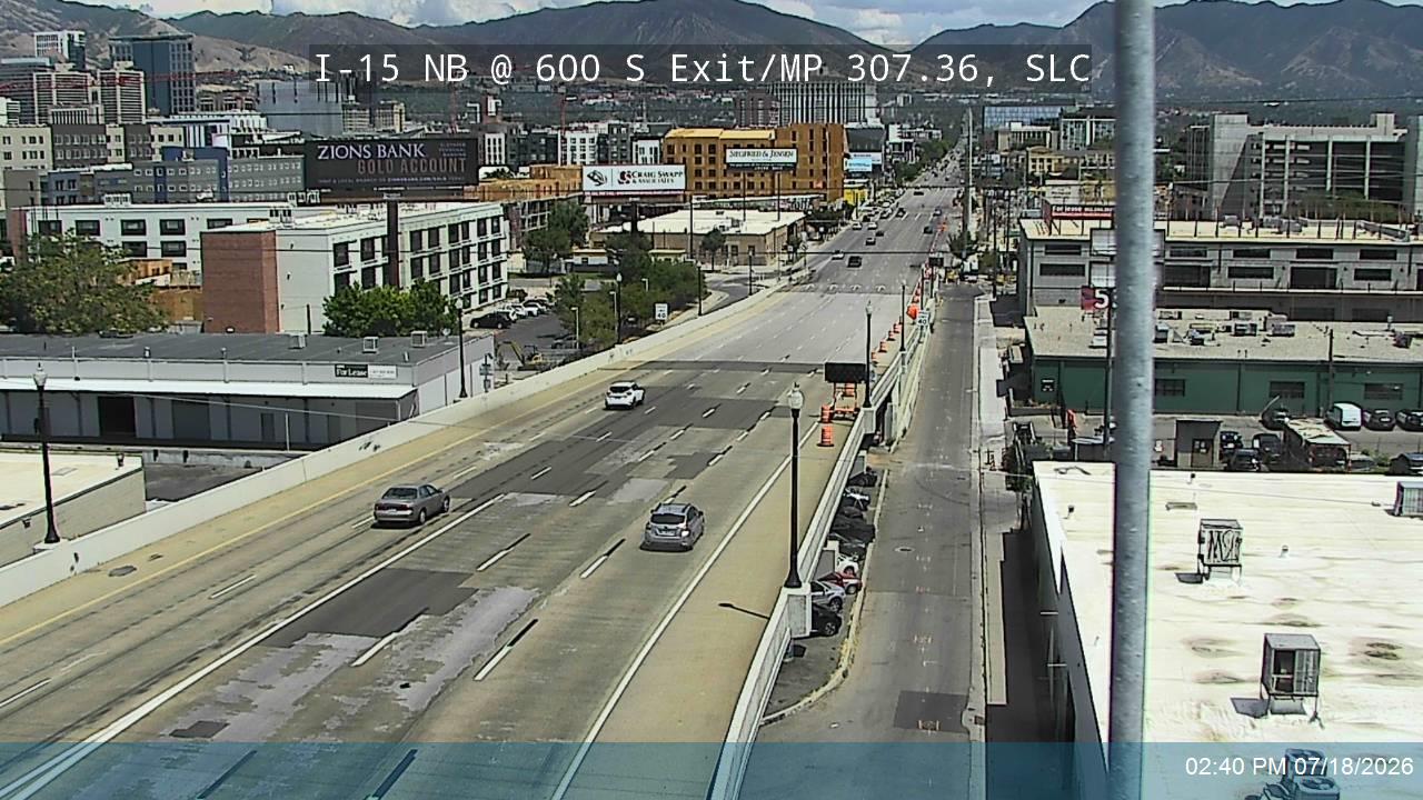 I-15 traffic camera, view north, Salt Lake City