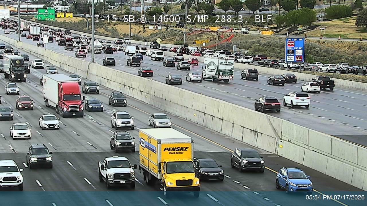 I-15 traffic camera, view south, Bluffdale