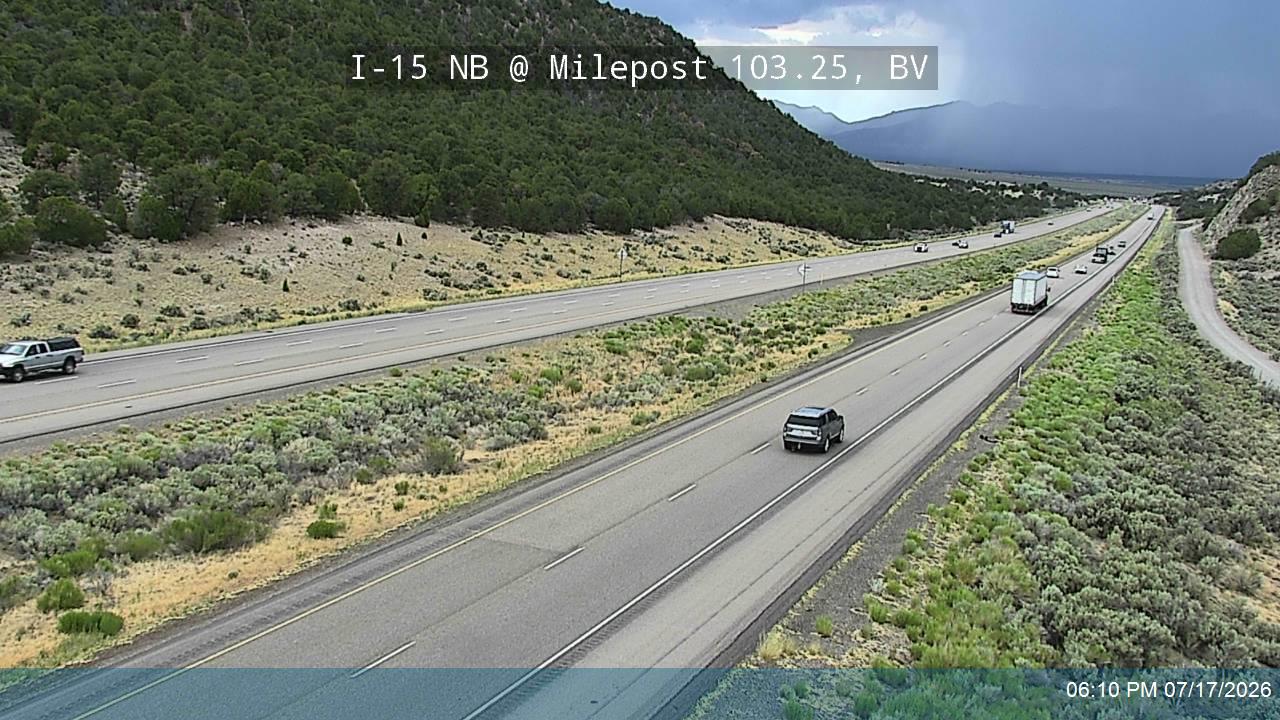 I-15 NB @ Milepost 103.25, BV traffic camera, Beaver County