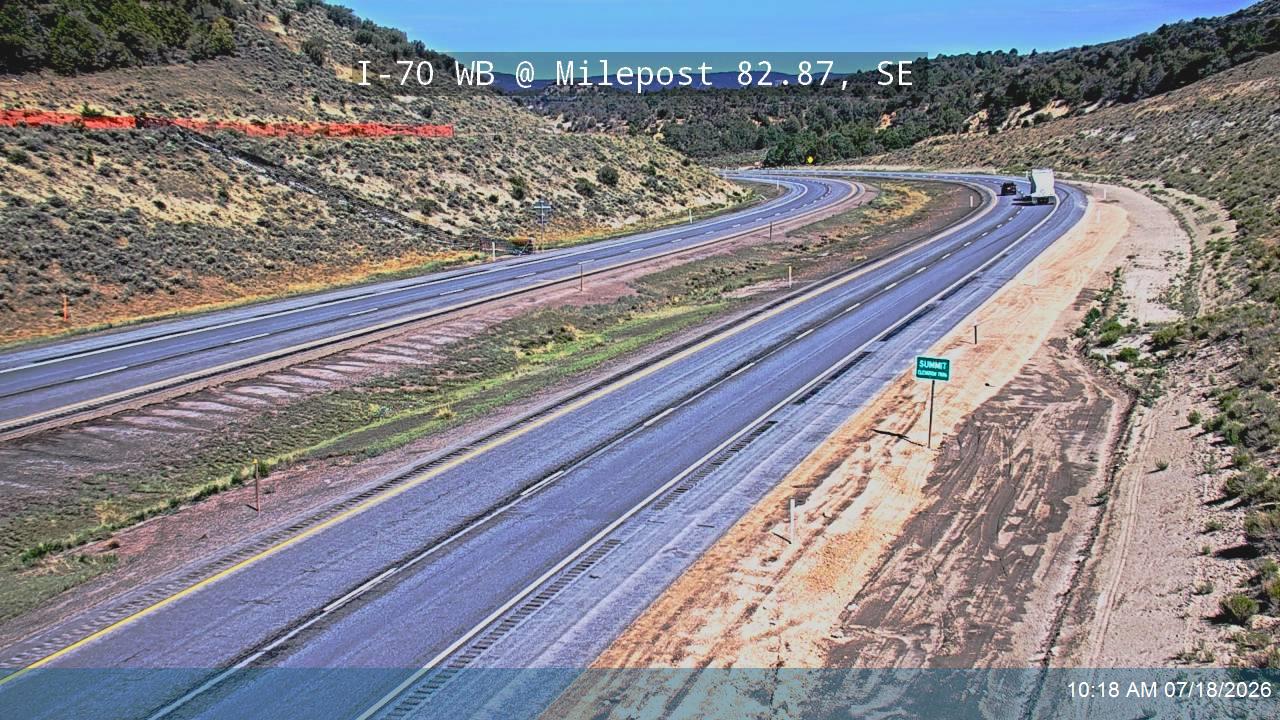 I-70 WB @ Milepost 82.87, SE traffic camera, Sevier County