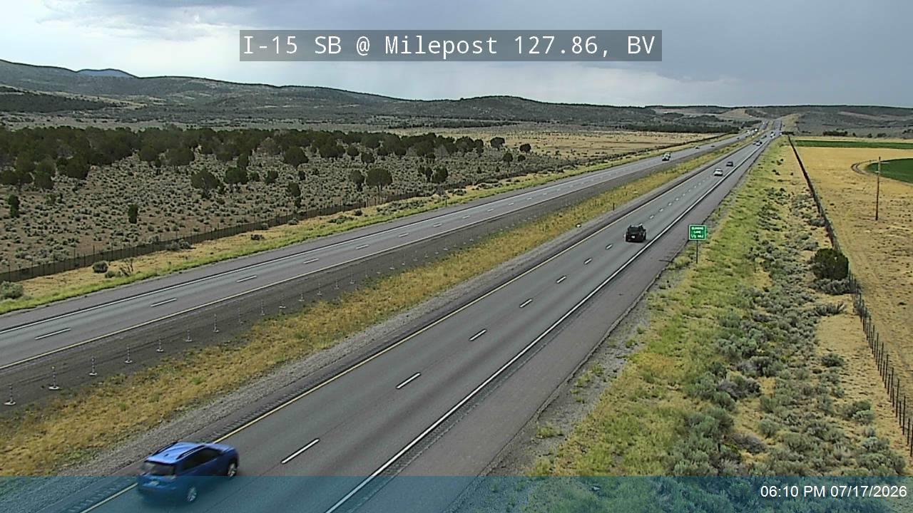 I-15 SB @ Milepost 127.86, BV traffic camera, Beaver County