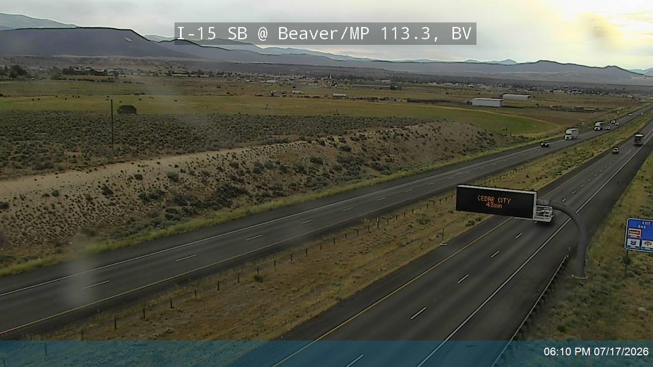 I-15 SB @ Beaver / MP 113.3, BV traffic camera, Beaver County