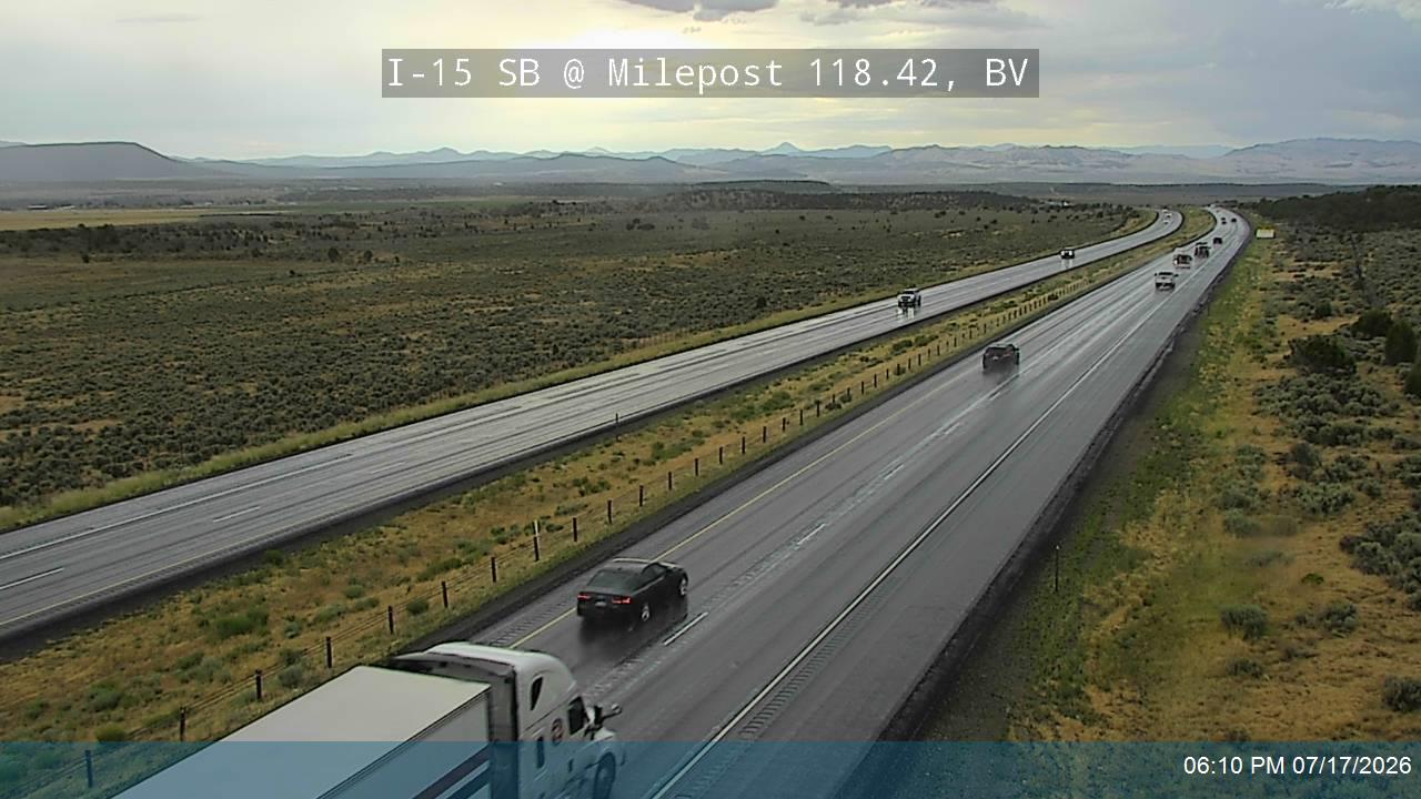 I-15 SB @ Milepost 118.42, BV traffic camera, Beaver County