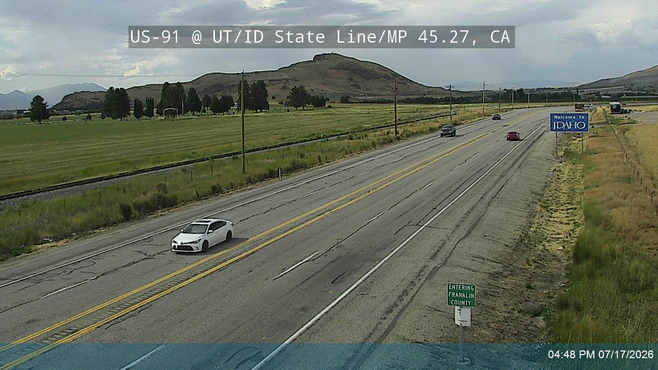 US-91 @ UT/ID State Line / MP 45.27, CA traffic camera, Cache County
