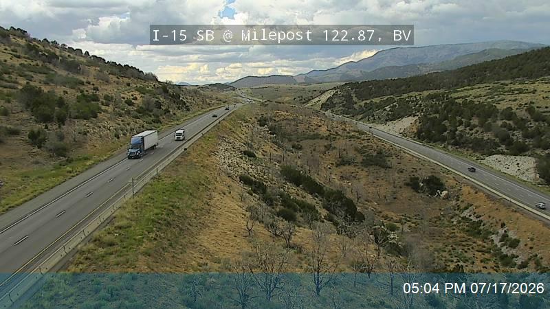 I-15 SB @ Milepost 122.87, BV traffic camera, Beaver County