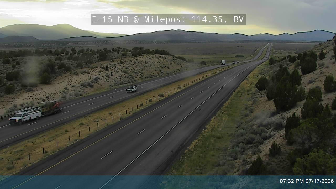 I-15 NB @ Milepost 114.35, BV traffic camera, Beaver County
