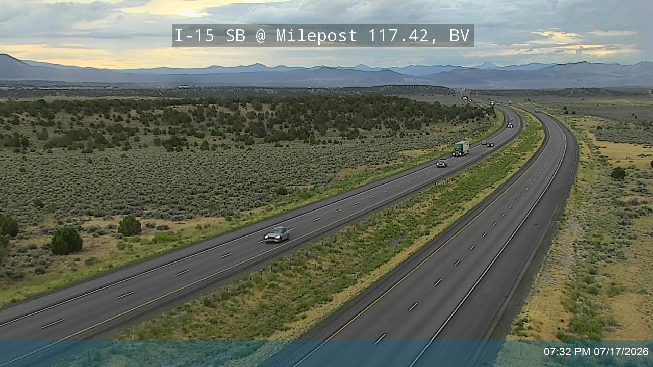 I-15 SB @ Milepost 117.42, BV traffic camera, Beaver County