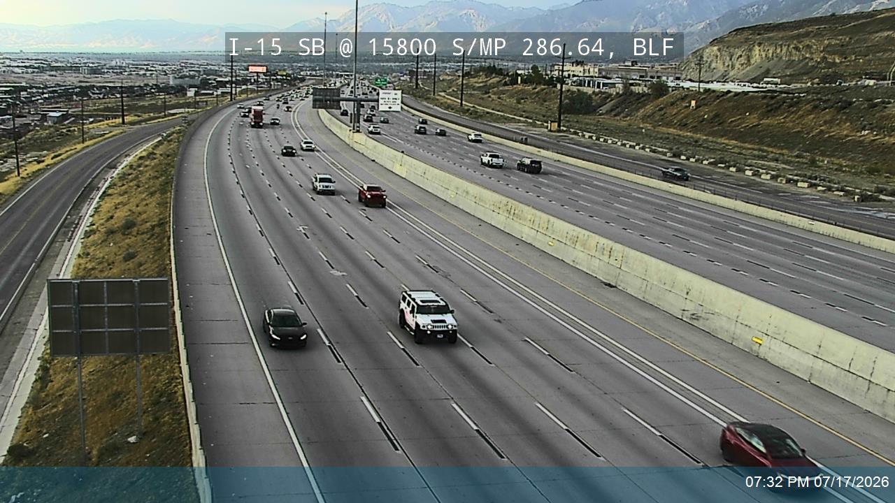 I-15 traffic camera, view south, Bluffdale