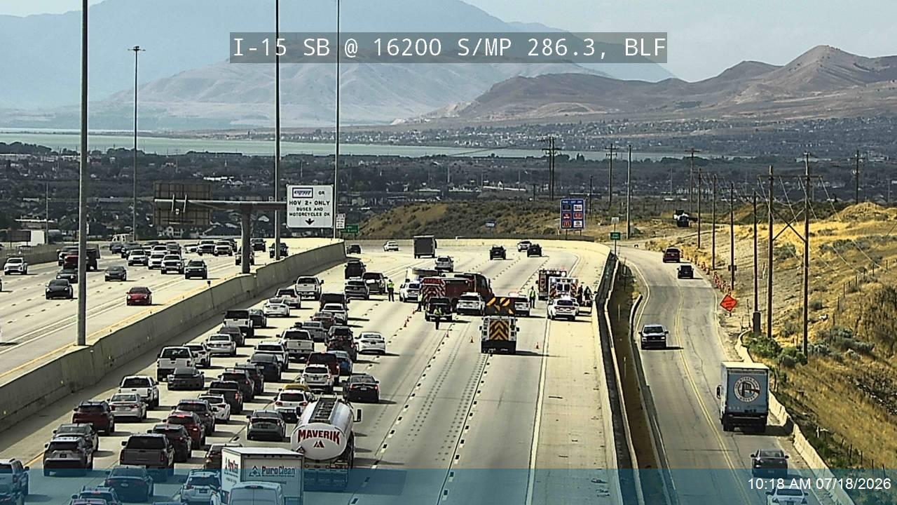 I-15 traffic camera, view south, Bluffdale