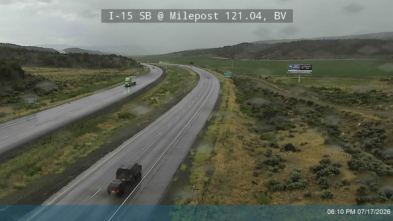 I-15 SB @ Milepost 121.04, BV traffic camera, Beaver County