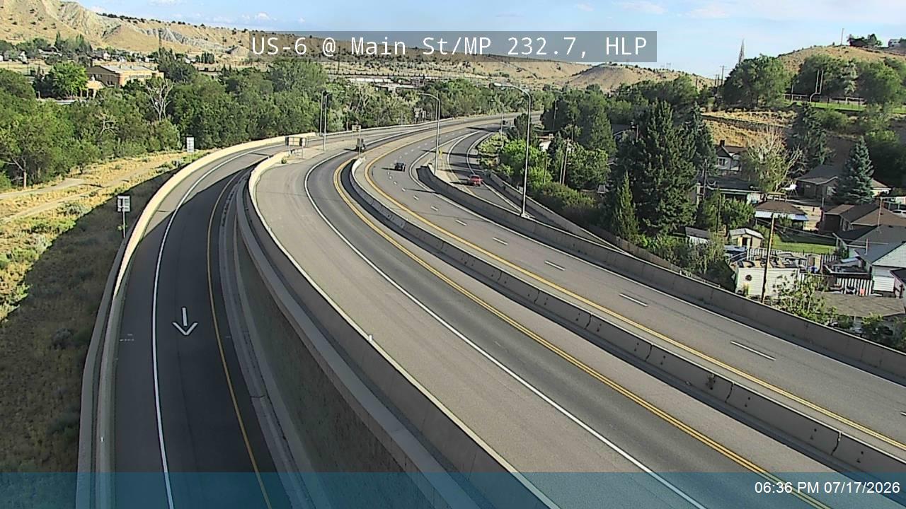 US-6 traffic camera, view east, Helper, Utah