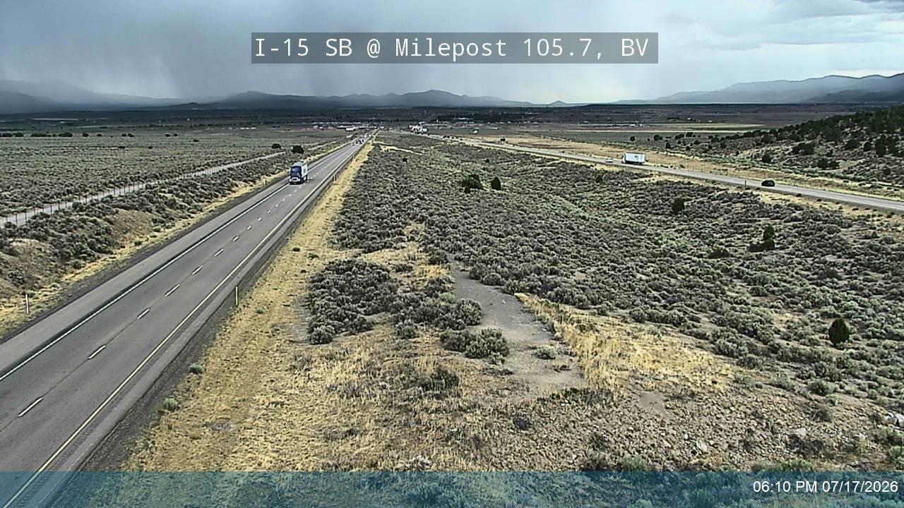 I-15 SB @ Milepost 105.7, BV traffic camera, Beaver County