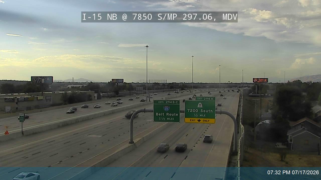 I-15 traffic camera, view north, Midvale