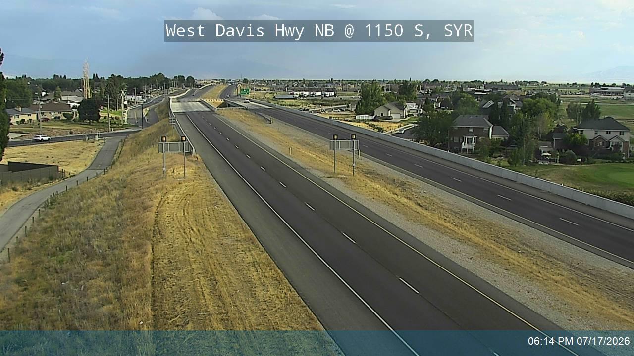 West Davis Hwy traffic camera, view north, Syracuse, Utah