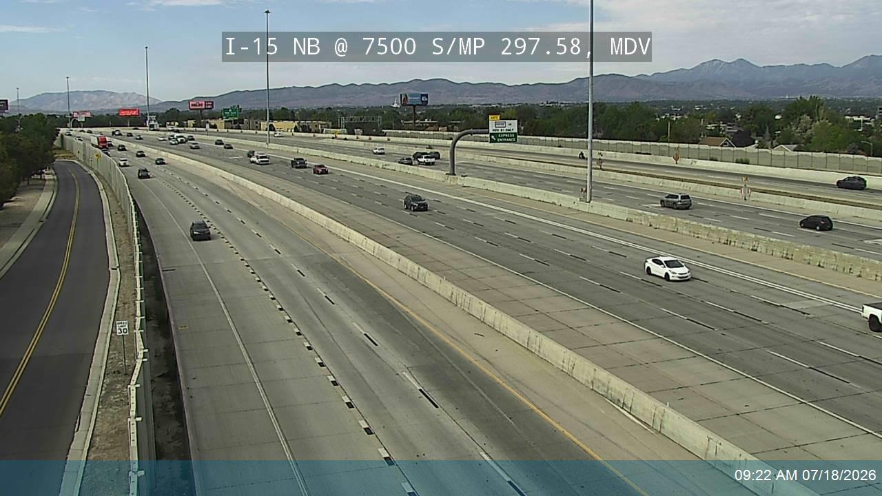 I-15 traffic camera, view north, Midvale