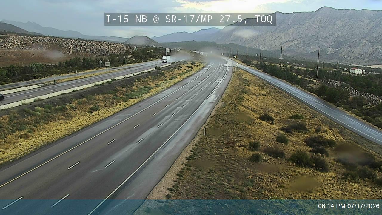 I-15 traffic camera, view north, Toquerville