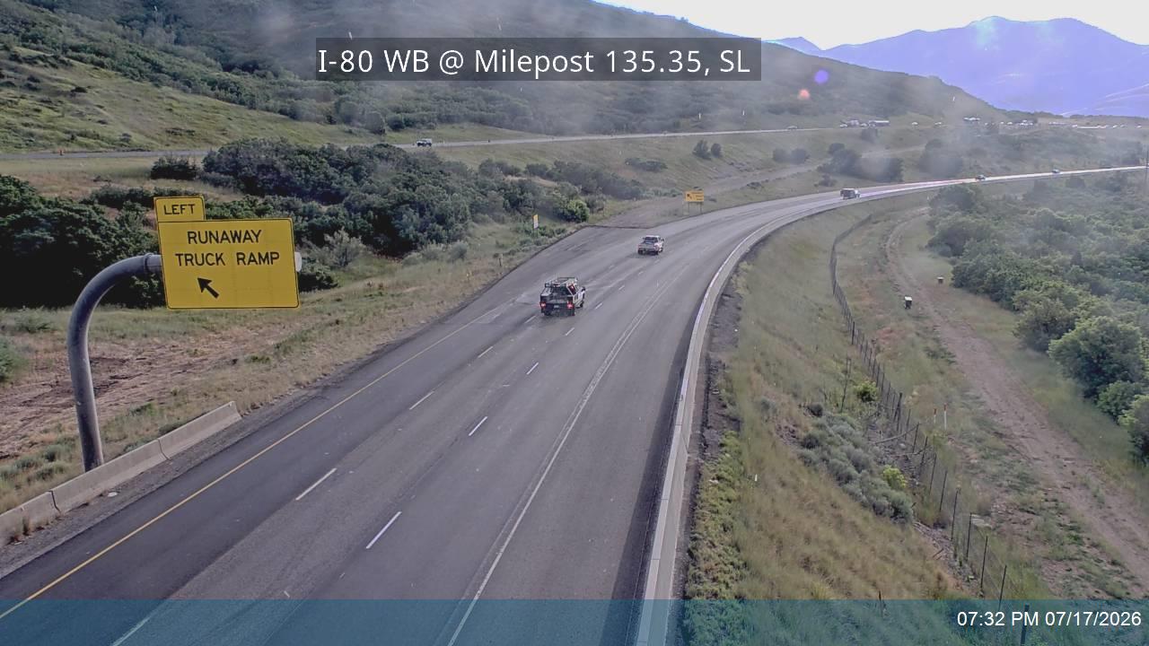I-80 / Parleys Canyon WB @ Milepost 135.35, SL traffic camera, Salt Lake County