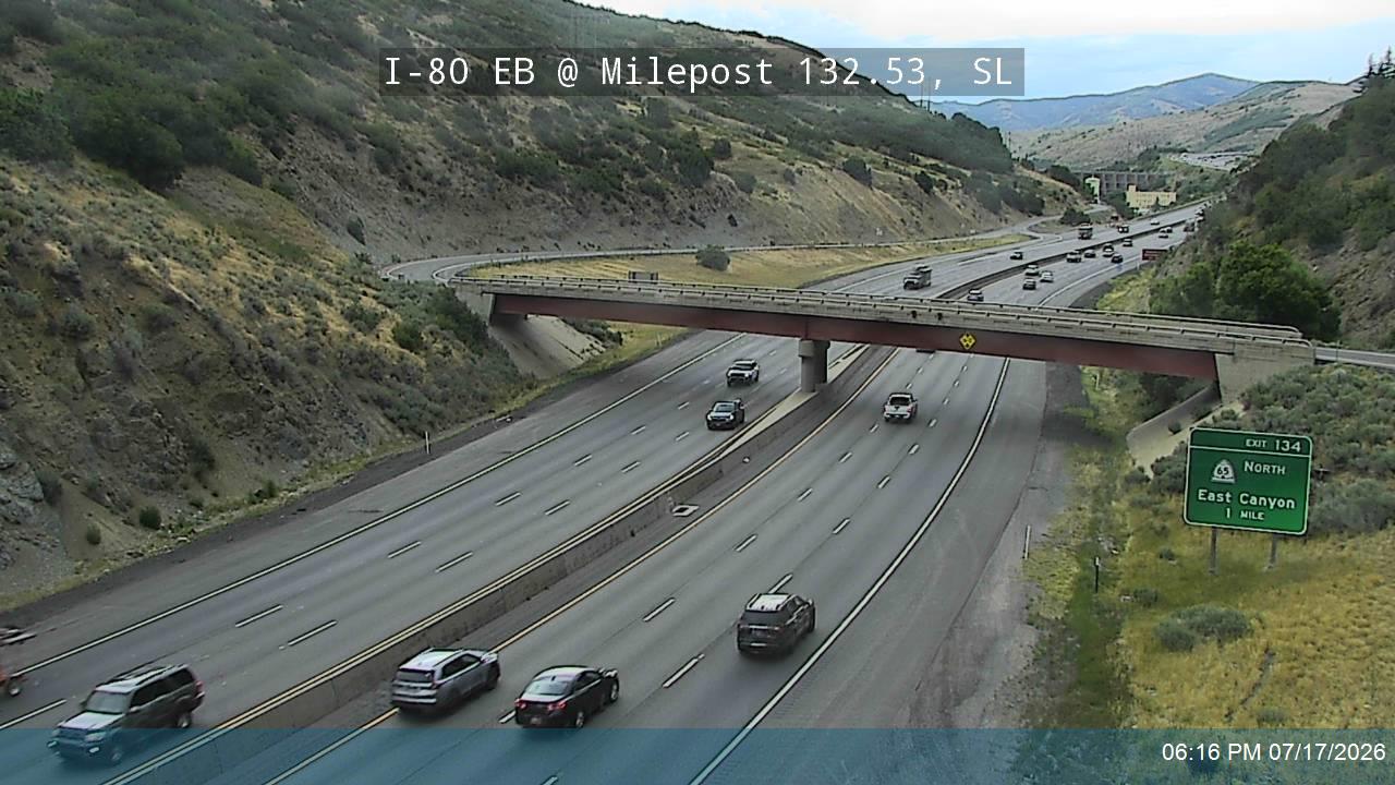 I-80 / Parleys Canyon EB @ Milepost 132.53, SL traffic camera, Salt Lake County