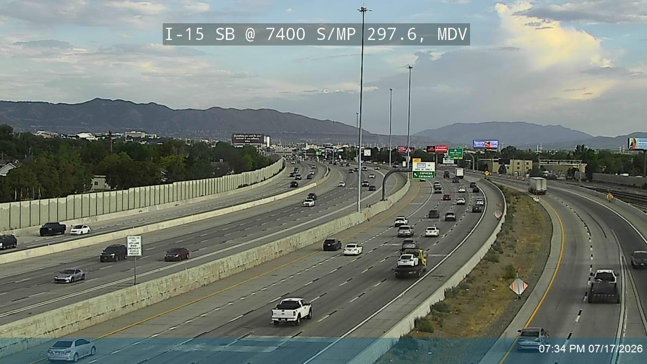 I-15 traffic camera, view south, Midvale