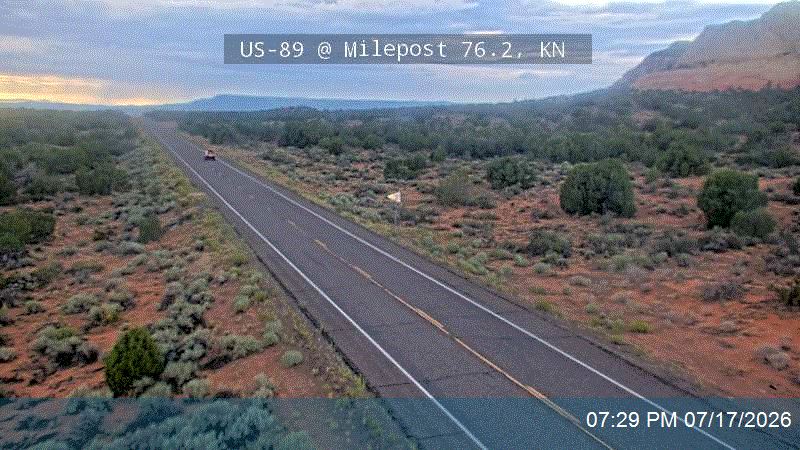 US-89 @ Milepost 76.2, KN traffic camera, Kane County