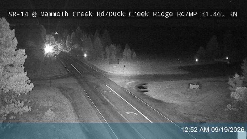Live UDOT road camera: SR-14 eastbound at Mammoth Creek Road, milepost 31.06