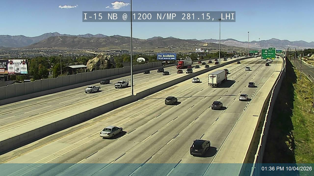 I-15 NB @ 1200 N / MP 281.15, LHI
