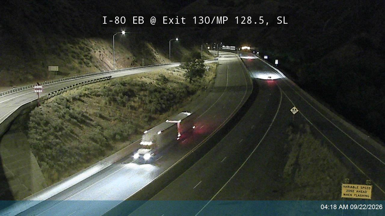 I-80 / Parleys Canyon EB @ Exit 130 to SB I-215 E / MP 128.5, SL