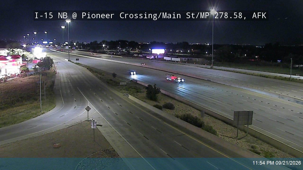 I-15 NB @ Pioneer Crossing / Main St / SR-145 / MP 278.58, AFK