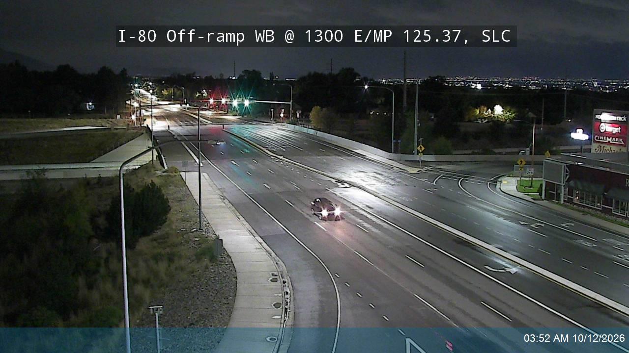I-80 Off-ramp WB @ 1300 E / MP 125.37, SLC