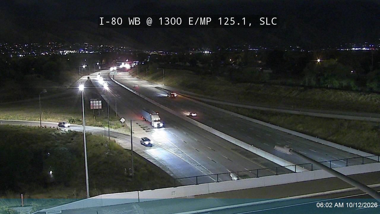 I-80 WB @ 1300 E / MP 125.1, SLC