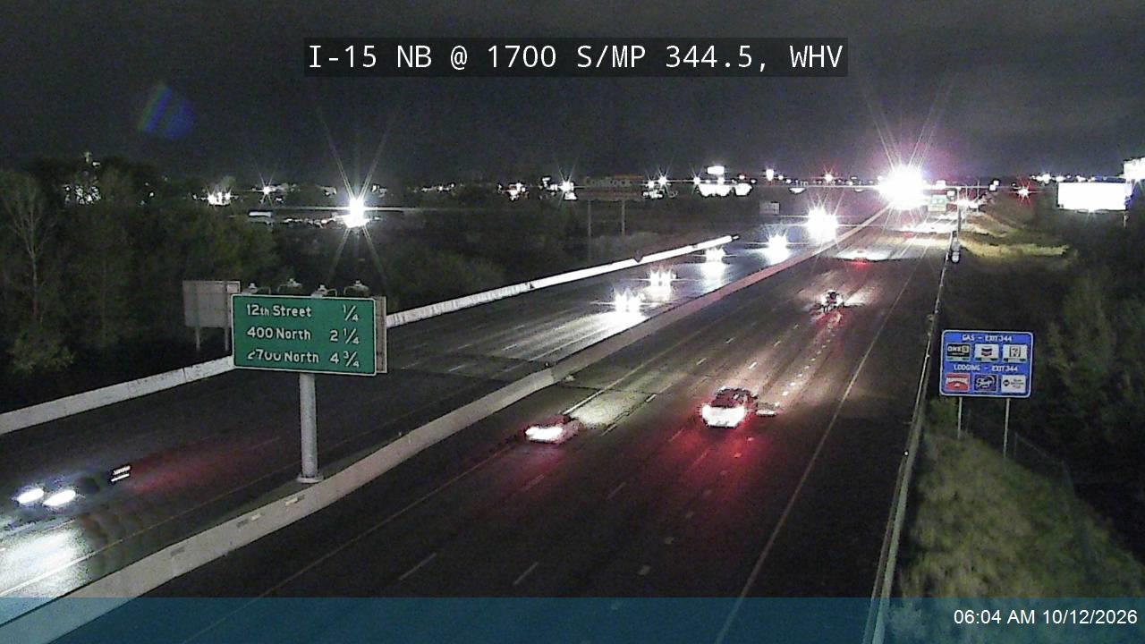 I-15 NB @ 1700 S / River Canal / MP 344.5, WHV